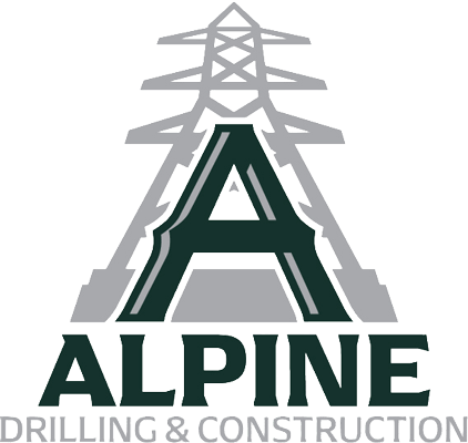 Alpine Drilling & Construction Dark Emerald and Silver Logo